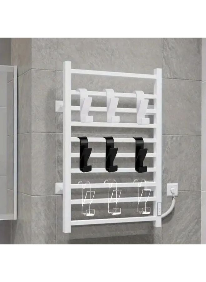 8PCS Black Heated Towel Radiator Rail Hooks Bathroom Storage Drying Rack Clips - Image 5